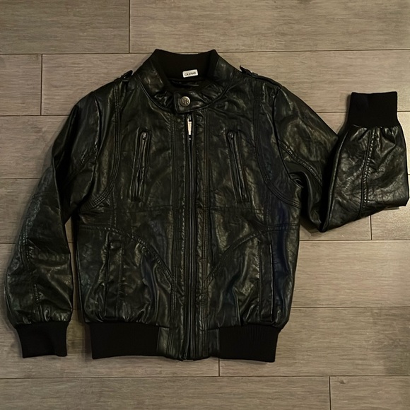 UrbanRepublic Unisex Kids Black Pleather Jacket. Size 7 - Picture 2 of 16
